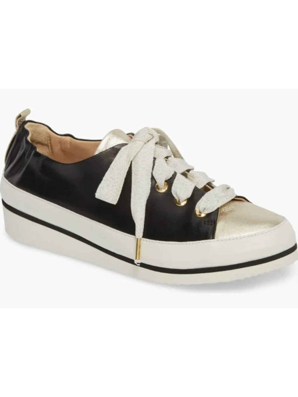 Ron White Nova Sneaker Platform Leather Gold Black White 39.5
